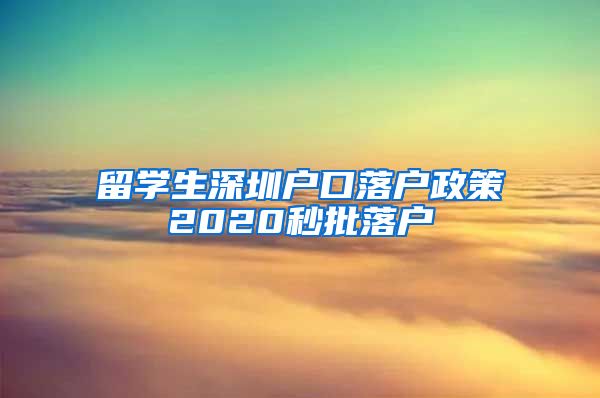 留学生深圳户口落户政策2020秒批落户