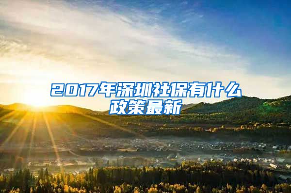 2017年深圳社保有什么政策最新