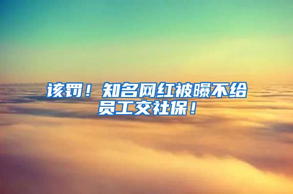 该罚！知名网红被曝不给员工交社保！