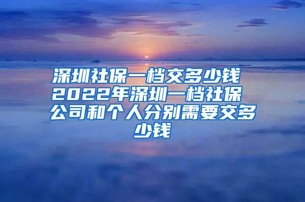 深圳社保一档交多少钱 2022年深圳一档社保 公司和个人分别需要交多少钱
