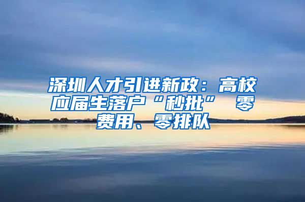 深圳人才引进新政：高校应届生落户“秒批” 零费用、零排队