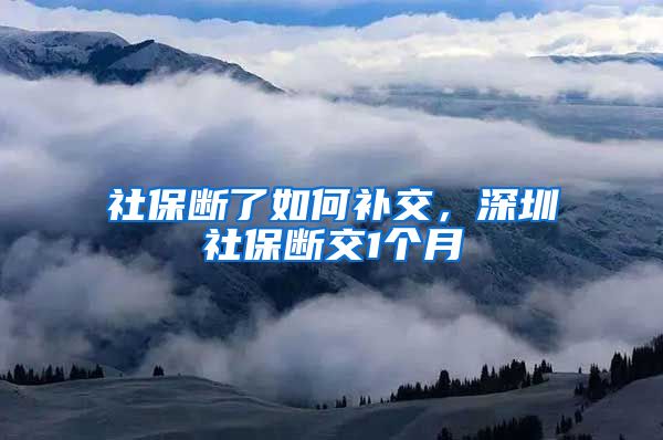 社保断了如何补交，深圳社保断交1个月