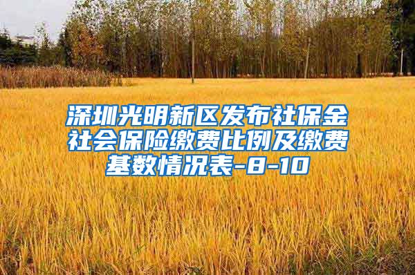 深圳光明新区发布社保金社会保险缴费比例及缴费基数情况表-8-10