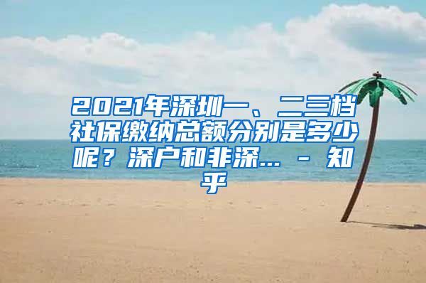 2021年深圳一、二三档社保缴纳总额分别是多少呢？深户和非深... - 知乎