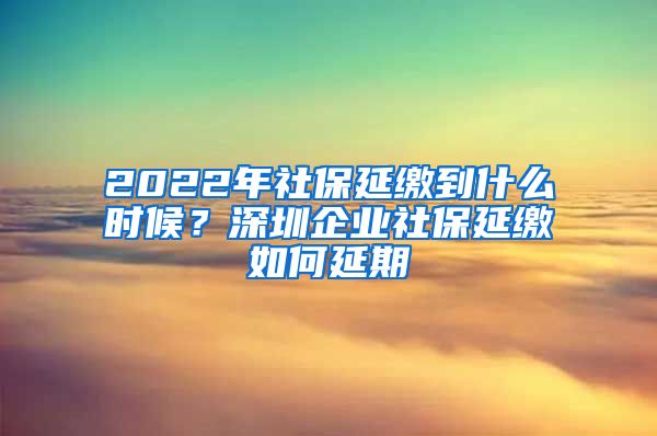 2022年社保延缴到什么时候？深圳企业社保延缴如何延期