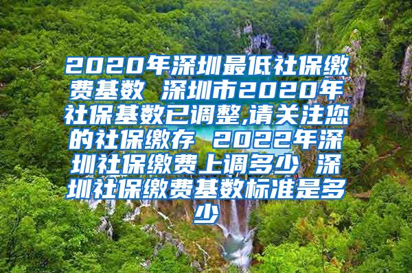 2020年深圳最低社保缴费基数 深圳市2020年社保基数已调整,请关注您的社保缴存 2022年深圳社保缴费上调多少 深圳社保缴费基数标准是多少