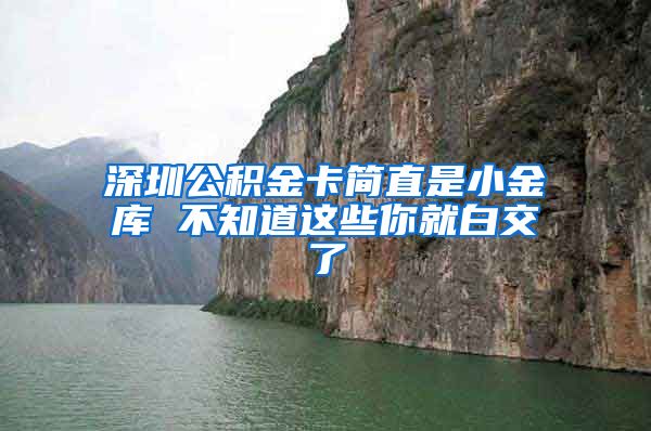 深圳公积金卡简直是小金库 不知道这些你就白交了