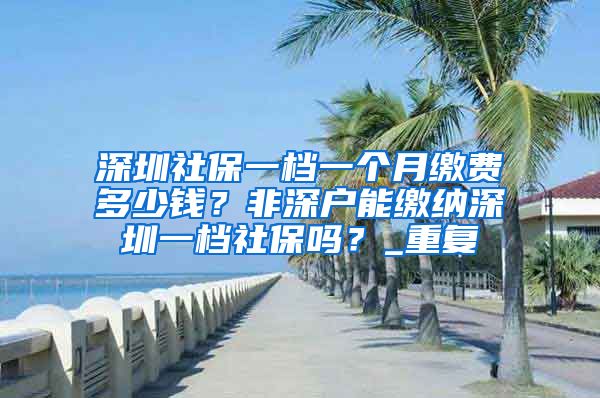 深圳社保一档一个月缴费多少钱？非深户能缴纳深圳一档社保吗？_重复