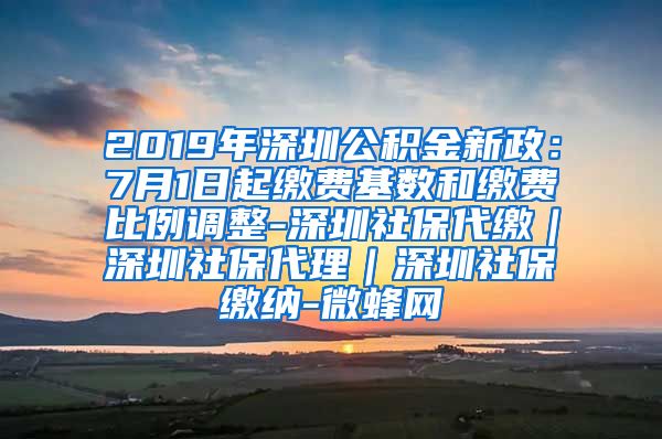 2019年深圳公积金新政：7月1日起缴费基数和缴费比例调整-深圳社保代缴｜深圳社保代理｜深圳社保缴纳-微蜂网