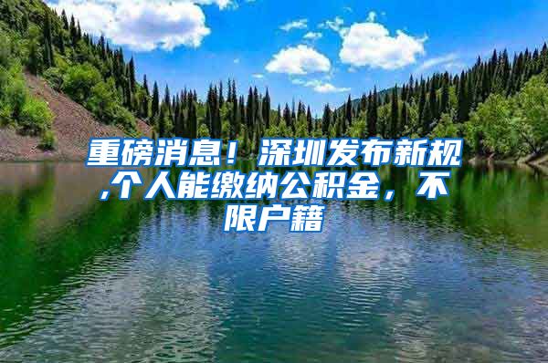 重磅消息！深圳发布新规,个人能缴纳公积金，不限户籍