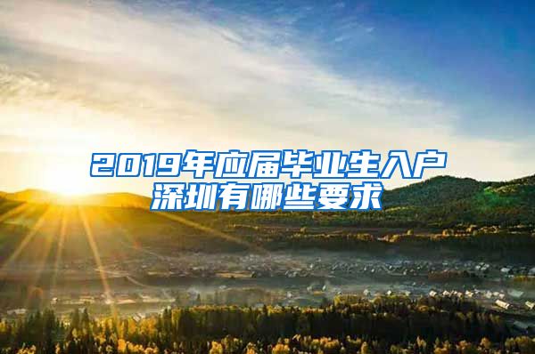 2019年应届毕业生入户深圳有哪些要求