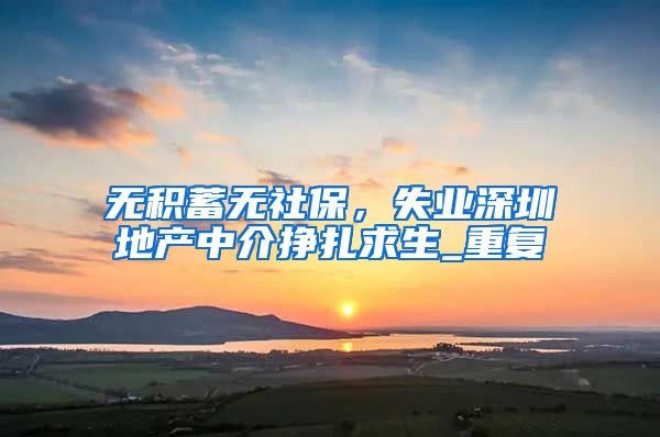 无积蓄无社保，失业深圳地产中介挣扎求生_重复