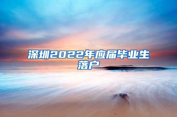 深圳2022年应届毕业生落户