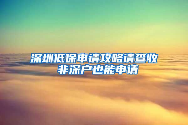 深圳低保申请攻略请查收 非深户也能申请