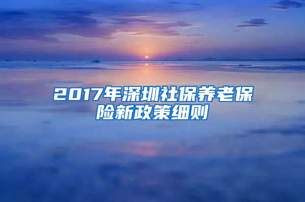2017年深圳社保养老保险新政策细则
