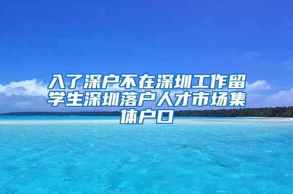 入了深户不在深圳工作留学生深圳落户人才市场集体户口