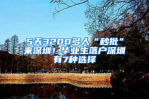 5天3200多人“秒批”来深圳！毕业生落户深圳有7种选择