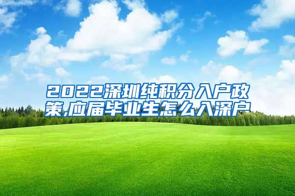 2022深圳纯积分入户政策,应届毕业生怎么入深户