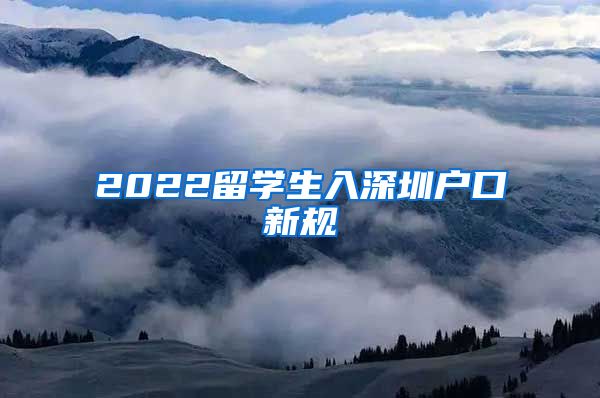 2022留学生入深圳户口新规