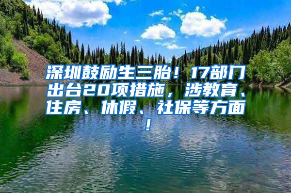 深圳鼓励生三胎！17部门出台20项措施，涉教育、住房、休假、社保等方面！