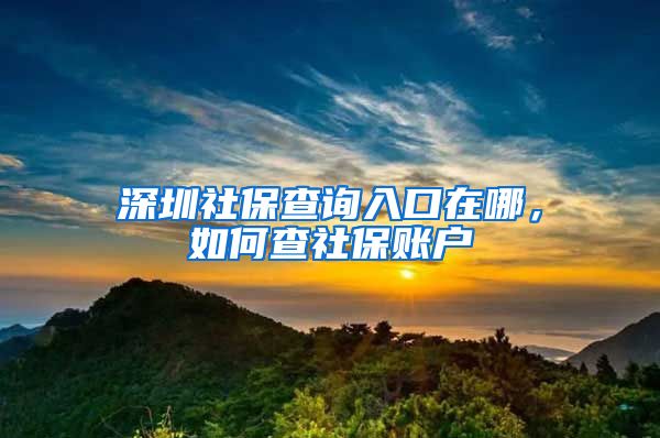 深圳社保查询入口在哪，如何查社保账户