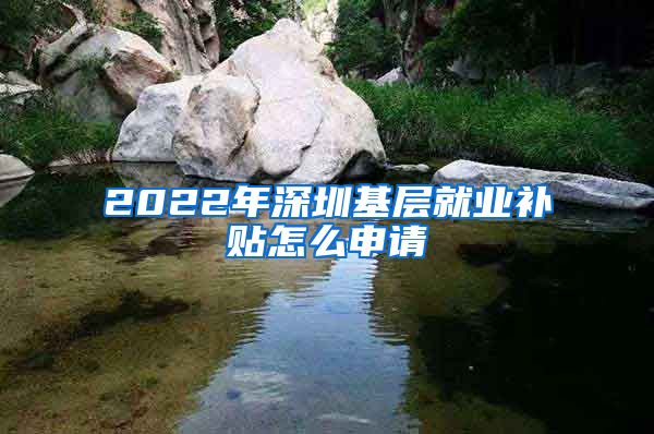 2022年深圳基层就业补贴怎么申请