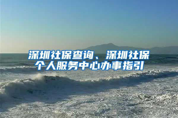 深圳社保查询、深圳社保个人服务中心办事指引