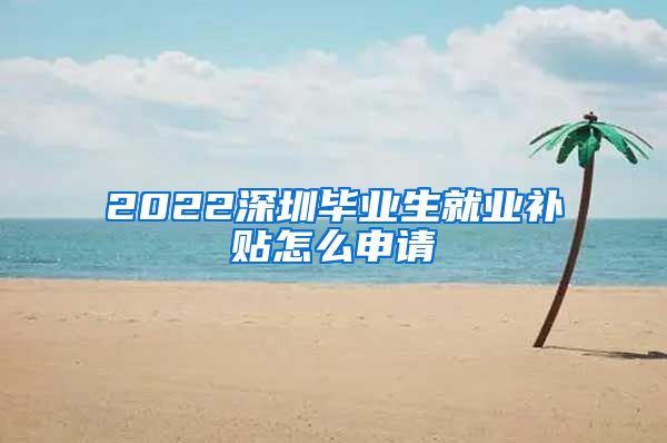 2022深圳毕业生就业补贴怎么申请