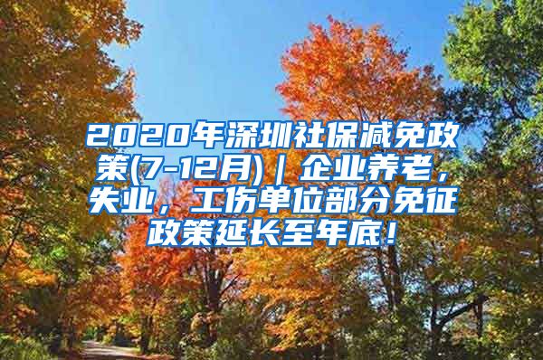 2020年深圳社保减免政策(7-12月)｜企业养老，失业，工伤单位部分免征政策延长至年底！
