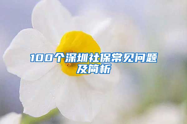 100个深圳社保常见问题及简析