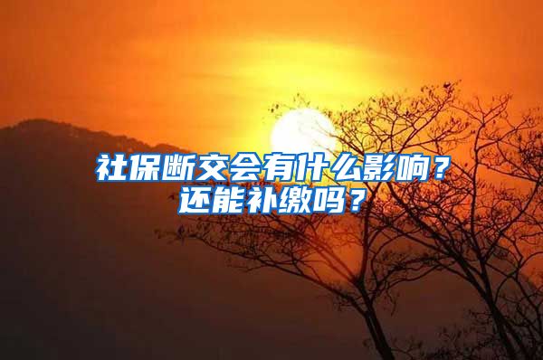 社保断交会有什么影响？还能补缴吗？