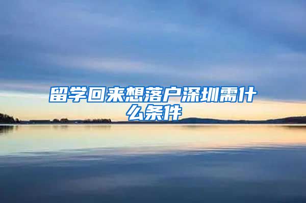 留学回来想落户深圳需什么条件