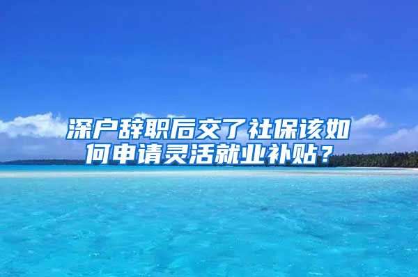 深户辞职后交了社保该如何申请灵活就业补贴？