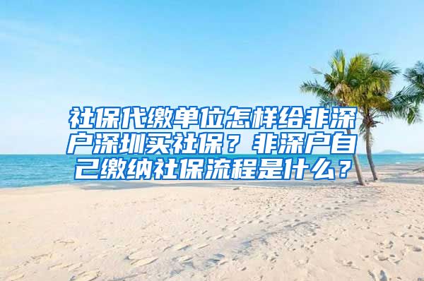 社保代缴单位怎样给非深户深圳买社保？非深户自己缴纳社保流程是什么？