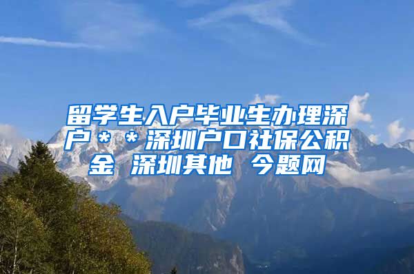 留学生入户毕业生办理深户＊＊深圳户口社保公积金 深圳其他 今题网