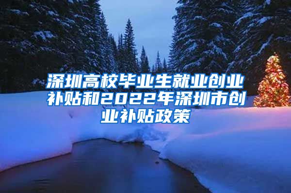 深圳高校毕业生就业创业补贴和2022年深圳市创业补贴政策