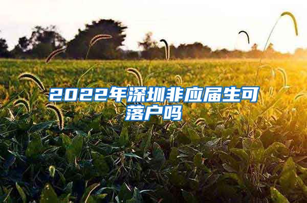 2022年深圳非应届生可落户吗