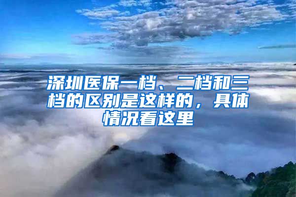 深圳医保一档、二档和三档的区别是这样的，具体情况看这里