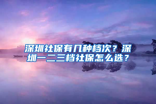 深圳社保有几种档次？深圳一二三档社保怎么选？