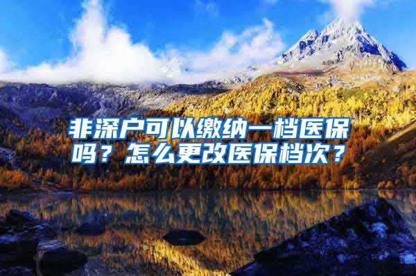 非深户可以缴纳一档医保吗？怎么更改医保档次？