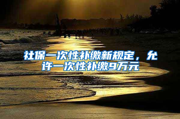 社保一次性补缴新规定，允许一次性补缴9万元