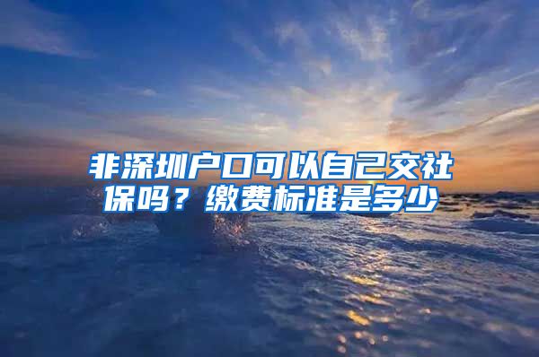 非深圳户口可以自己交社保吗？缴费标准是多少