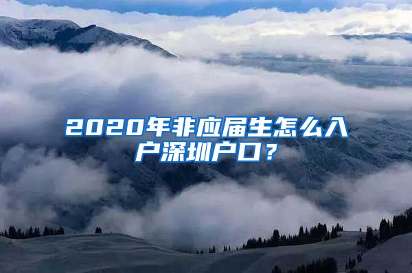 2020年非应届生怎么入户深圳户口？