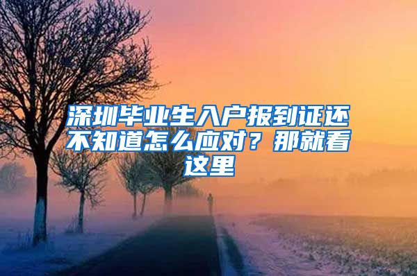 深圳毕业生入户报到证还不知道怎么应对？那就看这里