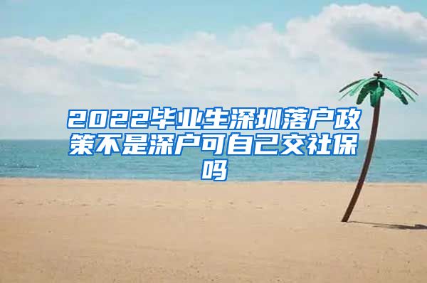 2022毕业生深圳落户政策不是深户可自己交社保吗