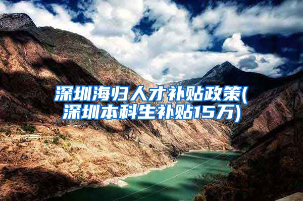 深圳海归人才补贴政策(深圳本科生补贴15万)