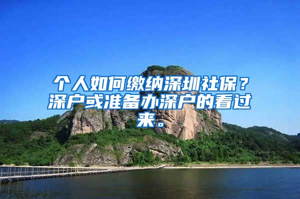 个人如何缴纳深圳社保？深户或准备办深户的看过来。