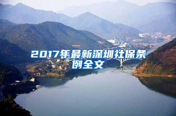 2017年最新深圳社保条例全文