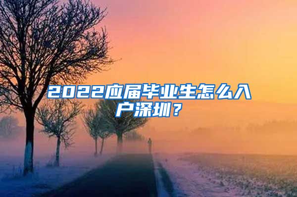 2022应届毕业生怎么入户深圳？