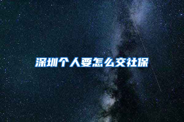 深圳个人要怎么交社保